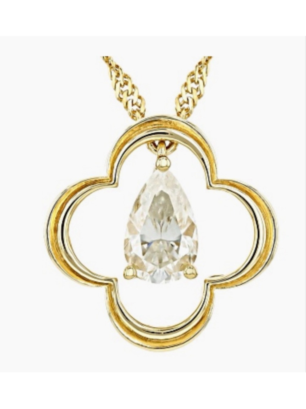 New Moissanite Fire Gold Clover Pendant Necklace